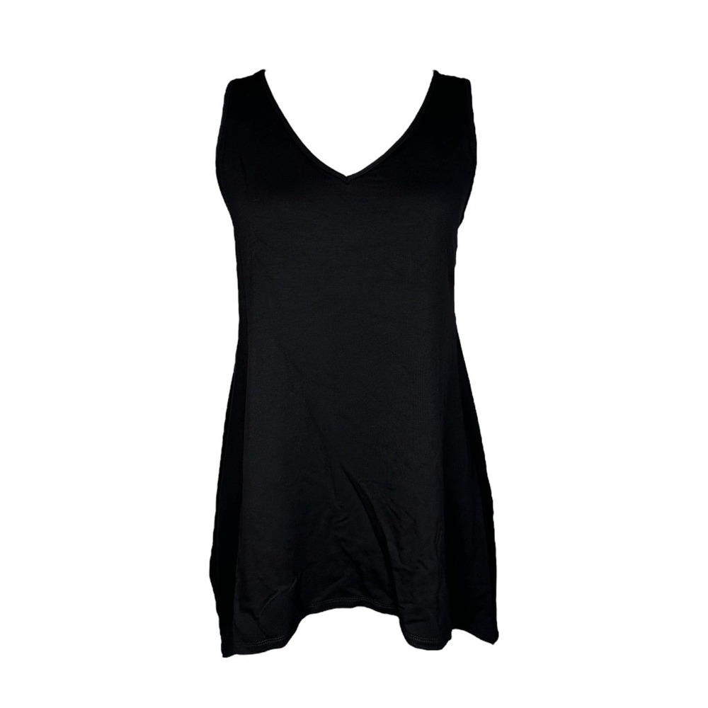 Women's V-Neck Black Bamboo Tunic Size S Tank Top Casual Compli-K NWT - Picture 2 of 3